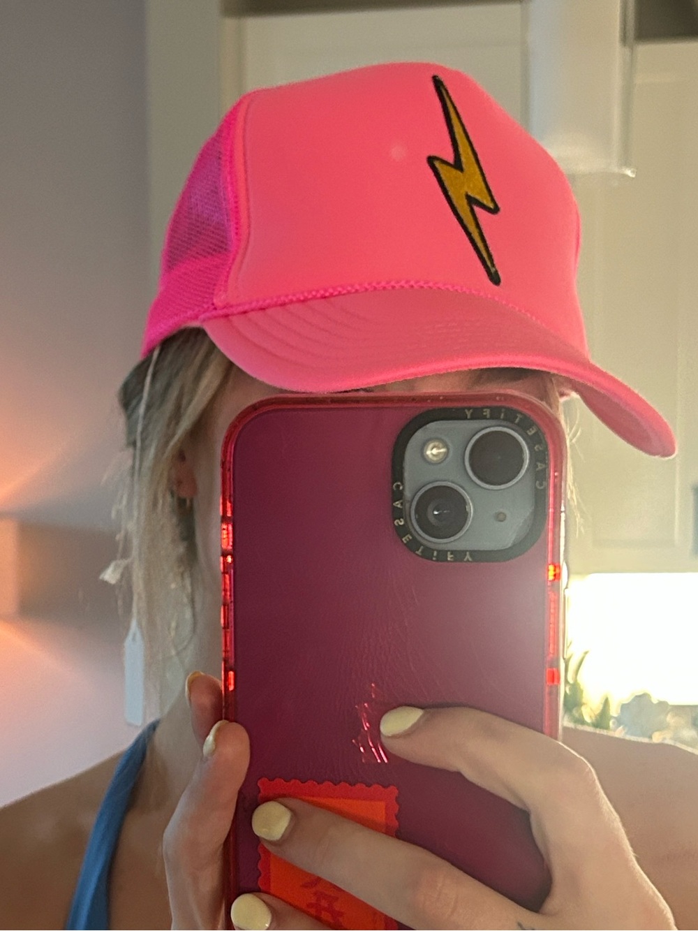 Retro Never Worn! Aviator Nation Neon Pink Trucker Hat with Rainbow Tag NWT